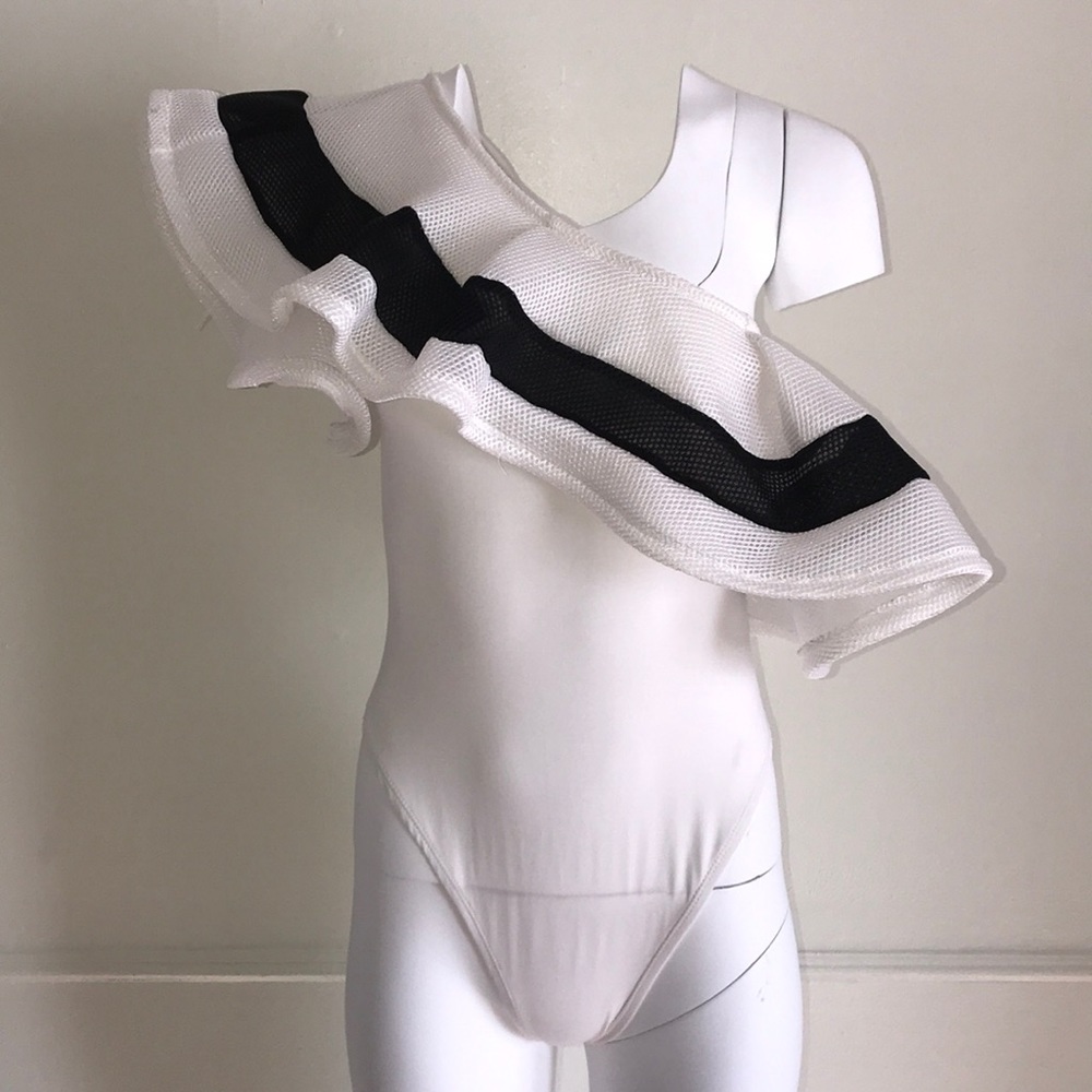 One Shoulder Ruffle Bodysuit
